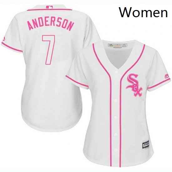Womens Majestic Chicago White Sox 7 Tim Anderson Authentic White Fashion Cool Base MLB Jersey